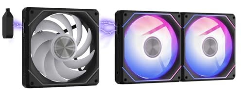 darkFlash G24 120MM Magnetic ARGB PC Case Fans 3 Pack ToolFree Installation up to 2200RPM Cooling 4Pin PWM Sync with Motherboard RGB SoftwareBlack - Image 1