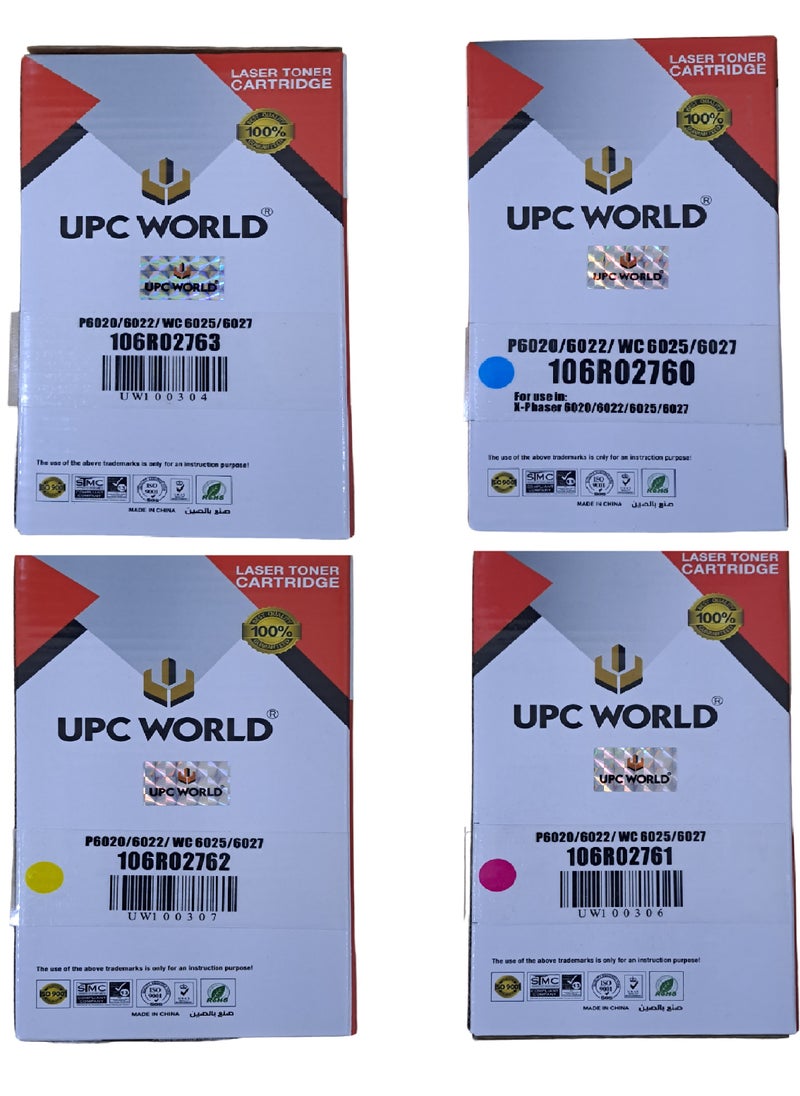 UPC Xerox compatibles toner cartridges four colour set for xerox phaser 6020 6020bi 6022 6027 wc6025 wc6027 workcentre 6025 6027.  - Image 1