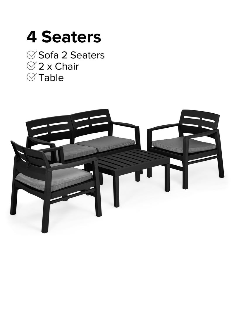 Helal Sofa  Modern Wood Set for 4 Person Black - Image 2