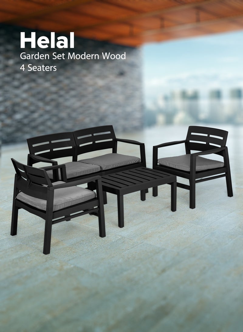 Helal Sofa  Modern Wood Set for 4 Person Black - Image 1
