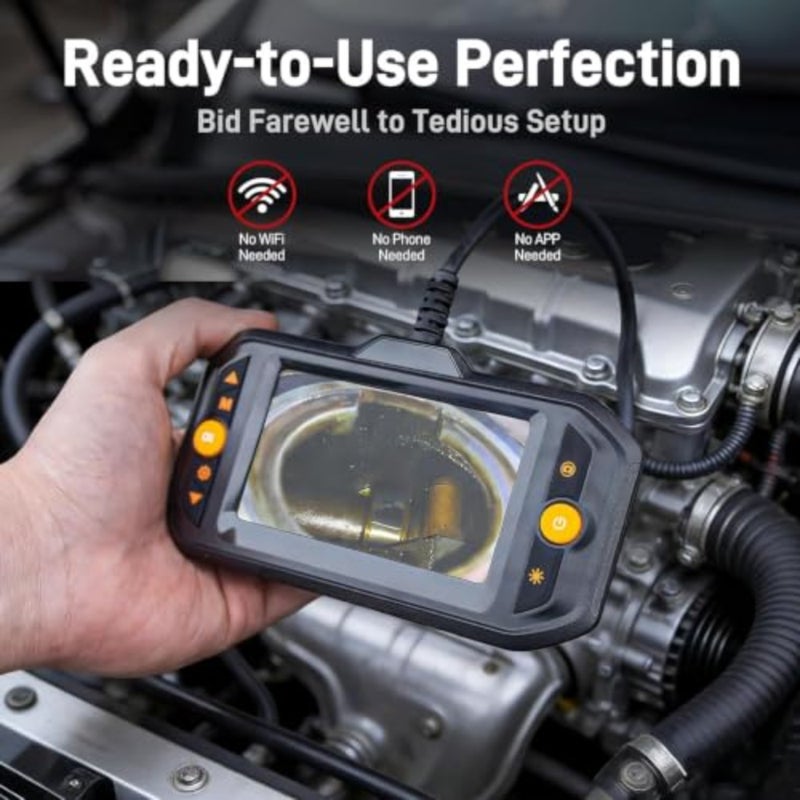 Endoscope Borescope Camera with Light, Dual Lens Inspection Camera for Automotive Engine, Waterproof Fiber Optic Scope with HD Screen for Wall, HVAC, Pipe and Wire Inspection - Image 3
