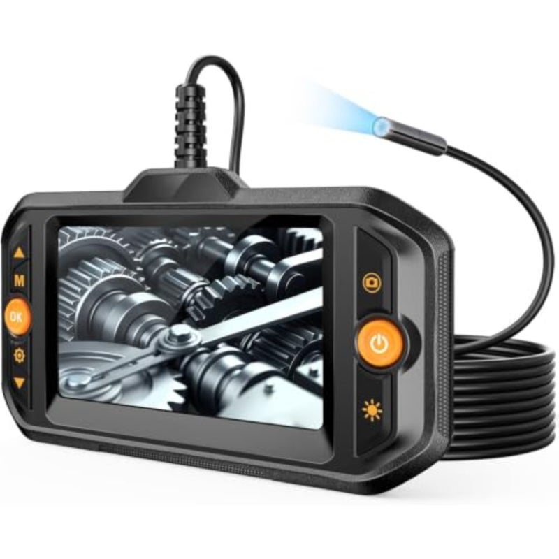 Endoscope Borescope Camera with Light, Dual Lens Inspection Camera for Automotive Engine, Waterproof Fiber Optic Scope with HD Screen for Wall, HVAC, Pipe and Wire Inspection - Image 1