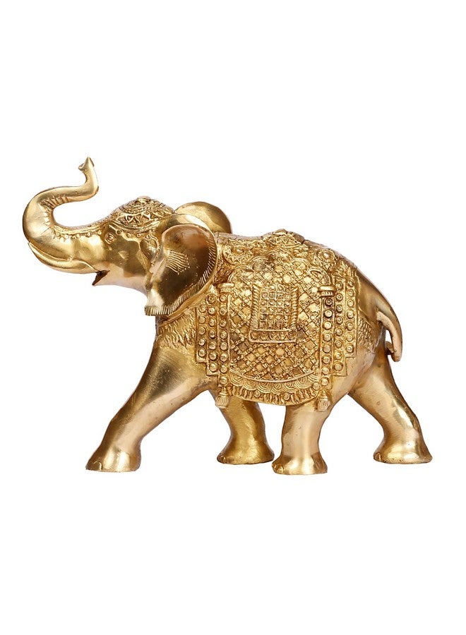 ARTVARKO Brass Elephant with Upraised Trunk Fengsui Vastu Hathi for Good Luck Success Prosperity Home Decor Marriage House Warming Gift (LxBXH 11x4x8 Inch. 3.5 Kg) - Image 2