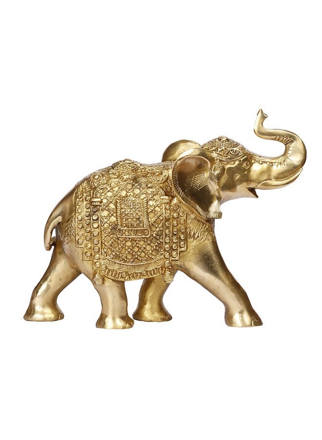 ARTVARKO Brass Elephant with Upraised Trunk Fengsui Vastu Hathi for Good Luck Success Prosperity Home Decor Marriage House Warming Gift (LxBXH 11x4x8 Inch. 3.5 Kg) - Image 3