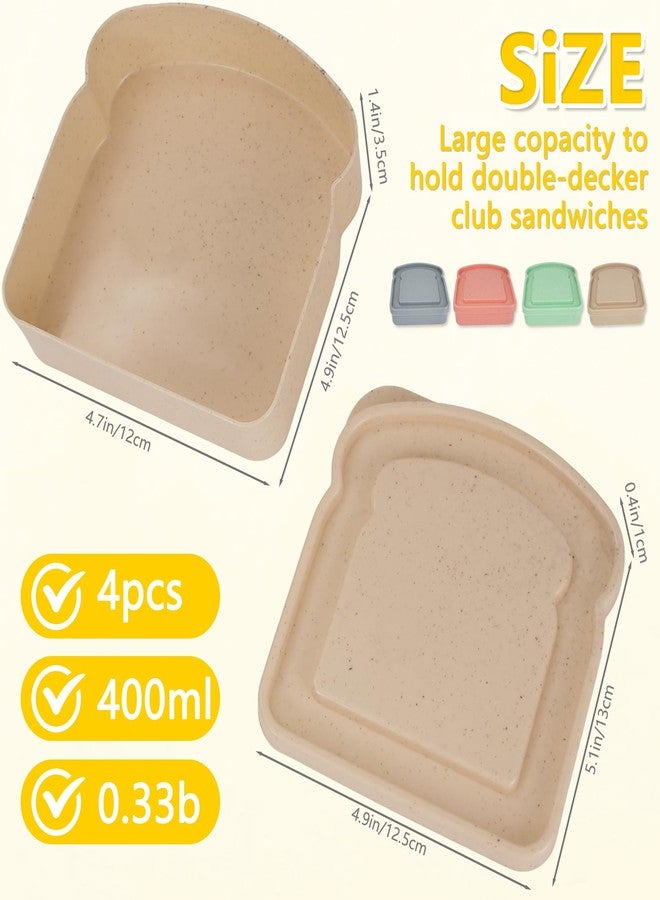 Winb Sandwich Containers for Lunch Boxes, Plastic Toast Shape Food Storage Box with Lid BPA Free, Reusable, Microwave & Dishwasher Safe (White) - Image 2