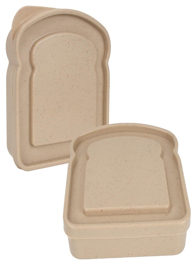 Winb Sandwich Containers for Lunch Boxes, Plastic Toast Shape Food Storage Box with Lid BPA Free, Reusable, Microwave & Dishwasher Safe (White) - Image 1
