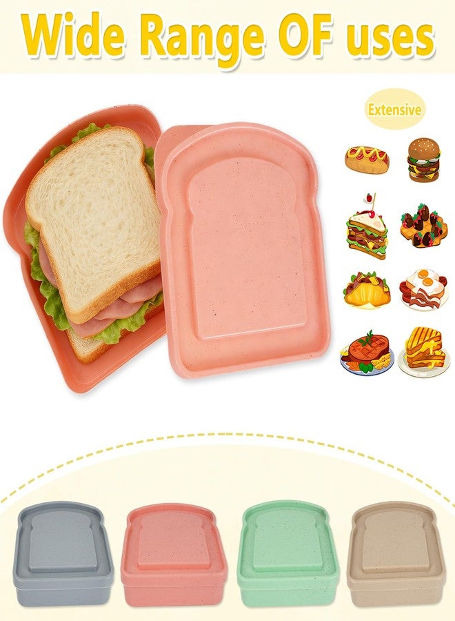 Winb Sandwich Containers for Lunch Boxes, Plastic Toast Shape Food Storage Box with Lid BPA Free, Reusable, Microwave & Dishwasher Safe (White) - Image 3
