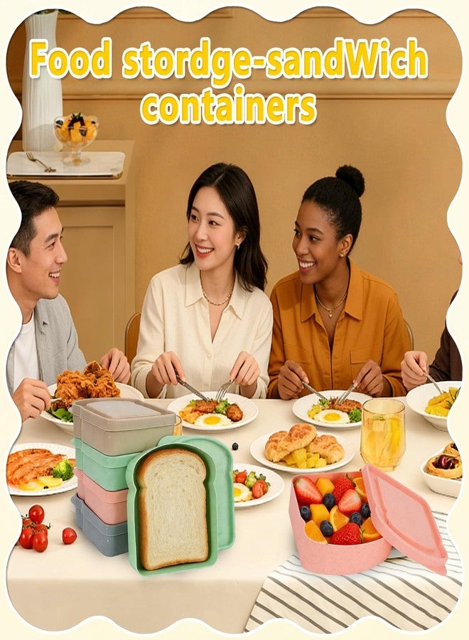 Winb Sandwich Containers for Lunch Boxes, Plastic Toast Shape Food Storage Box with Lid BPA Free, Reusable, Microwave & Dishwasher Safe (White) - Image 5