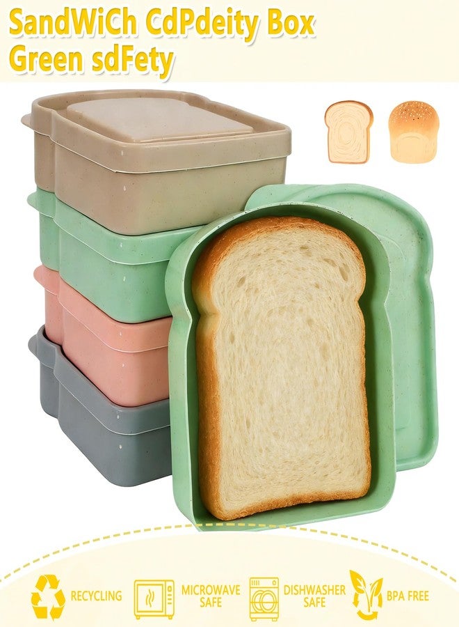 Winb Sandwich Containers for Lunch Boxes, Plastic Toast Shape Food Storage Box with Lid BPA Free, Reusable, Microwave & Dishwasher Safe (White) - Image 4