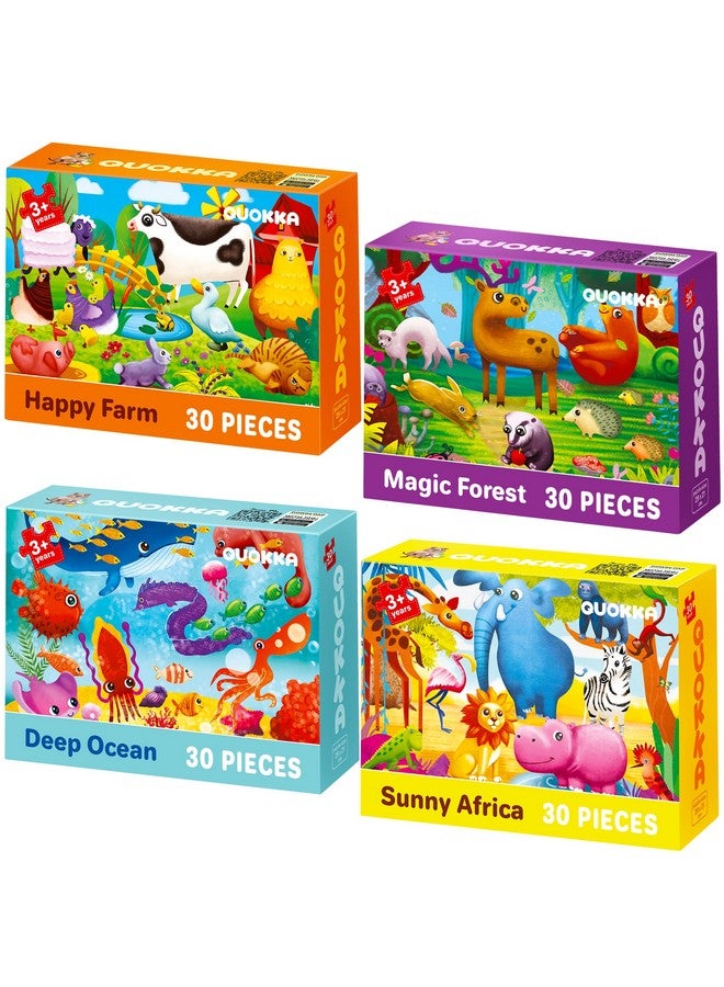 كوكا ألغاز QUOKKA للأطفال الصغار من عمر 3 إلى 5 سنوات - 4 × 30 قطعة ألغاز للأطفال من عمر 2 إلى 4 سنوات - ألغاز الصور المقطوعة لتعلم الحيوانات للأطفال من عمر 4 إلى 6 سنوات - ألعاب تعليمية للأولاد والبنات - Image 1