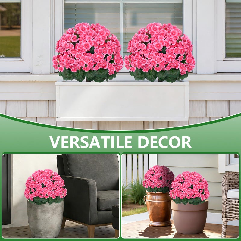Grooy Artificial Plants Flowers Topiary Ball for Outdoor, 2 Pack Fake Silk Crabapple Flower Plant Bushes, UV Resistant Realistic Plants Shurbs for Outside,Front Porch,Patio,Yard(Pink) - Image 4