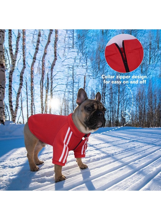 بوماي بوريتي بلوز بقلنسوة للكلاب من PUMYPOREITY للبلدغ الفرنسي، بلوزات بقلنسوة للكلاب قابلة للتمدد للبلدغ الفرنسي، بلوزات ناعمة للكلاب، ملابس للبلدغ الفرنسي للطقس البارد، أحمر، مقاس XL - Image 2