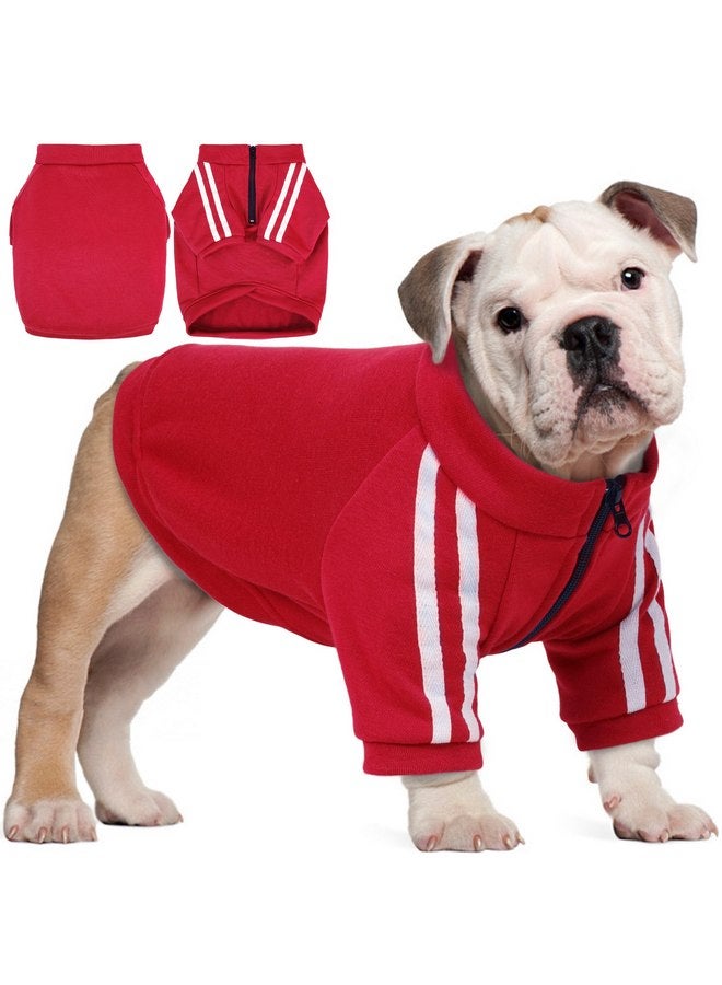 بوماي بوريتي بلوز بقلنسوة للكلاب من PUMYPOREITY للبلدغ الفرنسي، بلوزات بقلنسوة للكلاب قابلة للتمدد للبلدغ الفرنسي، بلوزات ناعمة للكلاب، ملابس للبلدغ الفرنسي للطقس البارد، أحمر، مقاس XL - Image 1
