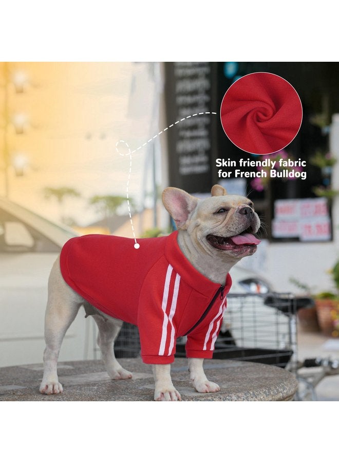 بوماي بوريتي بلوز بقلنسوة للكلاب من PUMYPOREITY للبلدغ الفرنسي، بلوزات بقلنسوة للكلاب قابلة للتمدد للبلدغ الفرنسي، بلوزات ناعمة للكلاب، ملابس للبلدغ الفرنسي للطقس البارد، أحمر، مقاس XL - Image 3