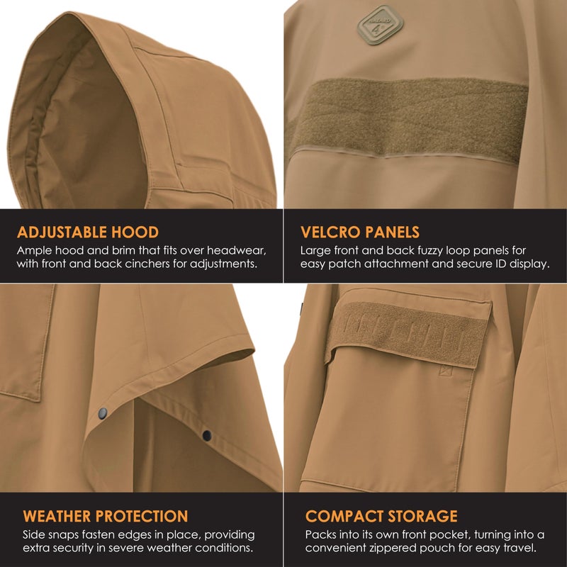 Hazard 4 (APR-PNVL-R-CYT) Poncho Villa Technical Soft Shell Poncho, Coyote - Image 5