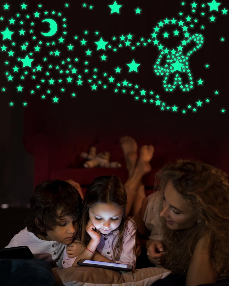 Greingways 201 Pcs Glow in The Dark Stars Stickers for Ceiling Bedroom, Stocking Stuffers for Kids Ages 3-5, 4-8, 8-12, Boys Girls Room Decor Wall Stickers Easter Basket Stuffers for Toddler - Green - Image 2