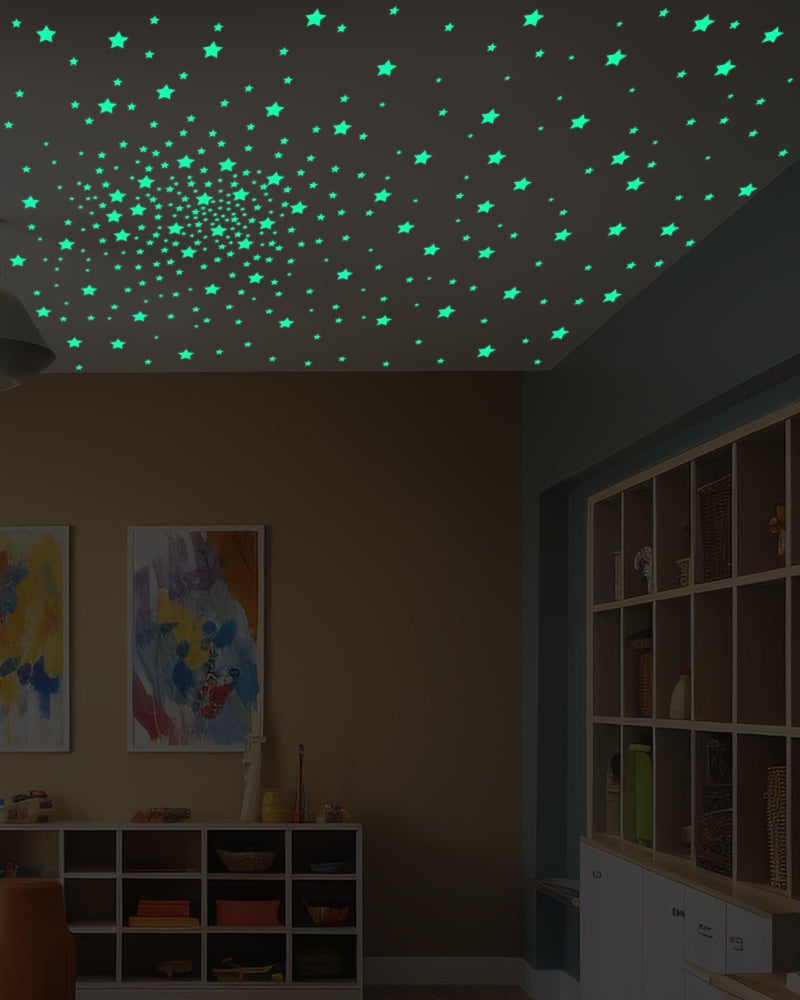 Greingways 201 Pcs Glow in The Dark Stars Stickers for Ceiling Bedroom, Stocking Stuffers for Kids Ages 3-5, 4-8, 8-12, Boys Girls Room Decor Wall Stickers Easter Basket Stuffers for Toddler - Green - Image 4
