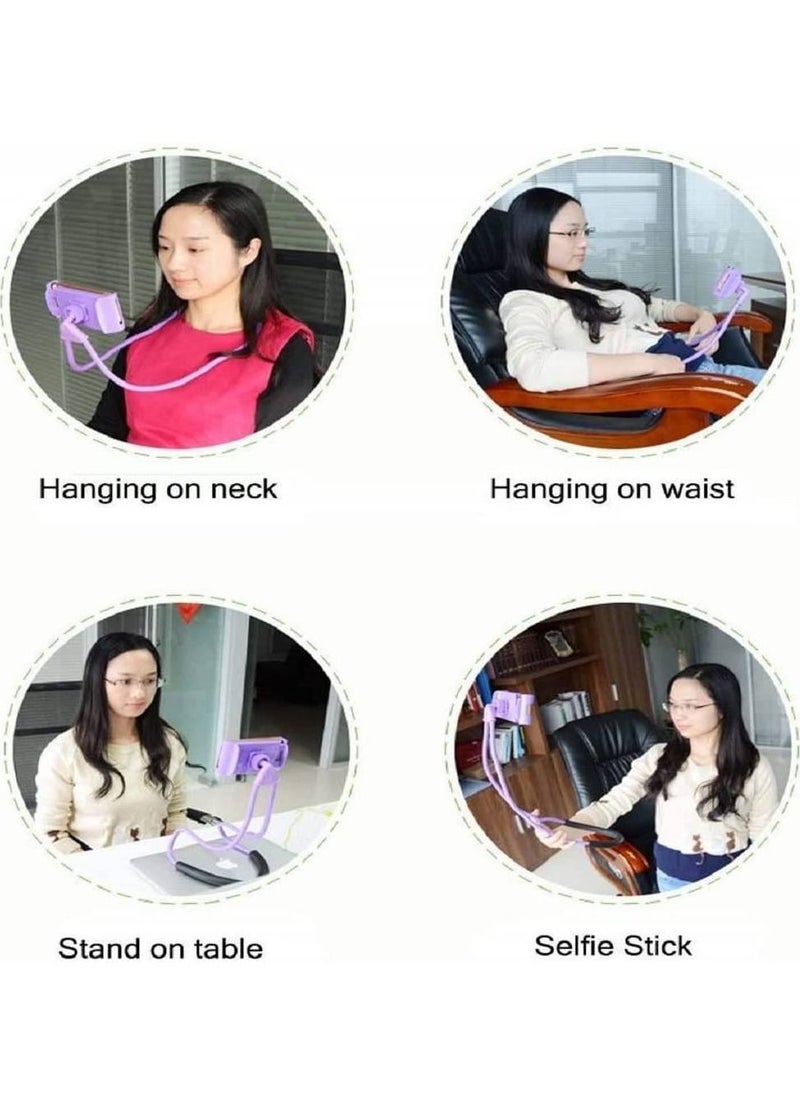 Generic - Universal Hanging on Neck Lazy Phone Holder DIY Free Rotating Stand on Table Smart Multiple Functions Mobile Phone Mount Stand(Black) - Image 1