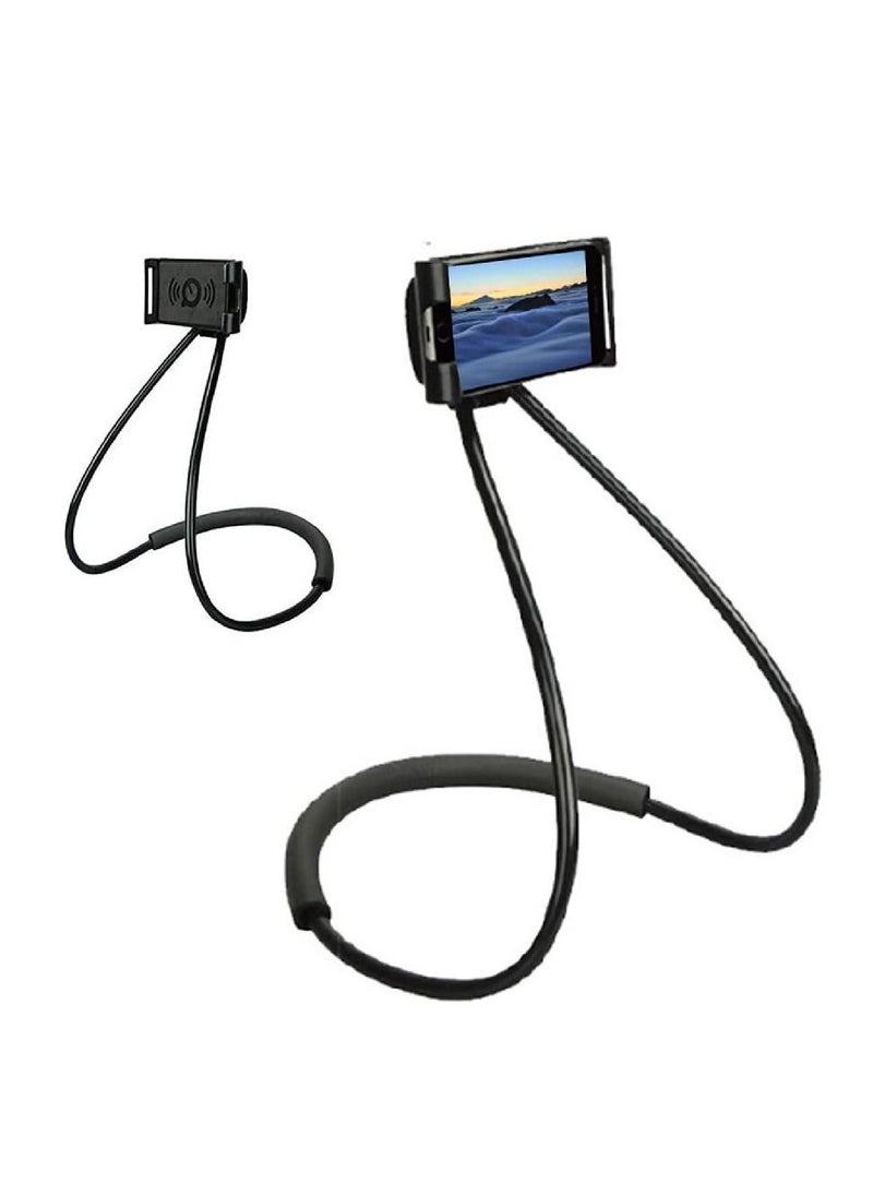 Generic - Universal Hanging on Neck Lazy Phone Holder DIY Free Rotating Stand on Table Smart Multiple Functions Mobile Phone Mount Stand(Black) - Image 1
