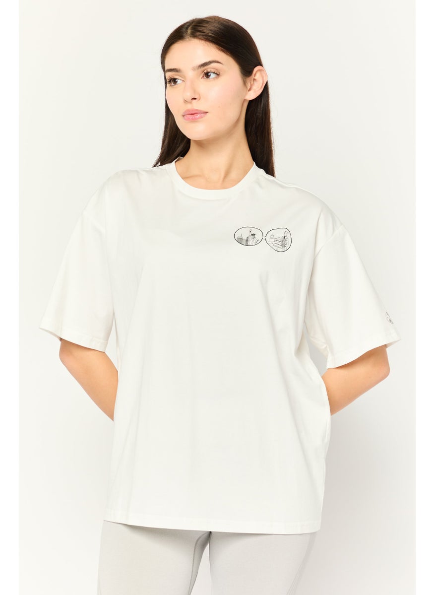 STEVE MADDEN - Women Crew Neck Short Sleeves Graphic Print T-Shirt, White - Image 1