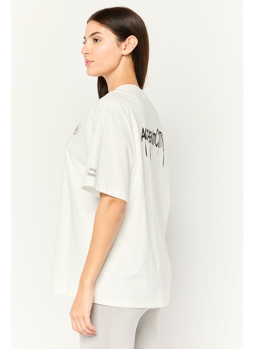 STEVE MADDEN - Women Crew Neck Short Sleeves Graphic Print T-Shirt, White - Image 1