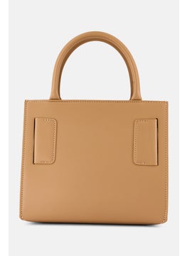 bebe Women Solid Satchel Bag 20 H x 24 L x 11 W Cm, Tan  - Image 3