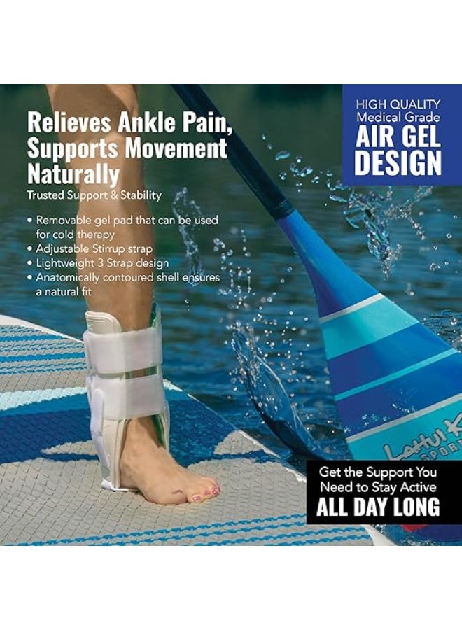 Air-Gel Stirrup Ankle Stabilizer – Adjustable & Trimmable Side Brace – Removable Cold Therapy Air Cushion & Gel Pad – Foot Support for Swelling & Injury Recovery (Black) - Image 2