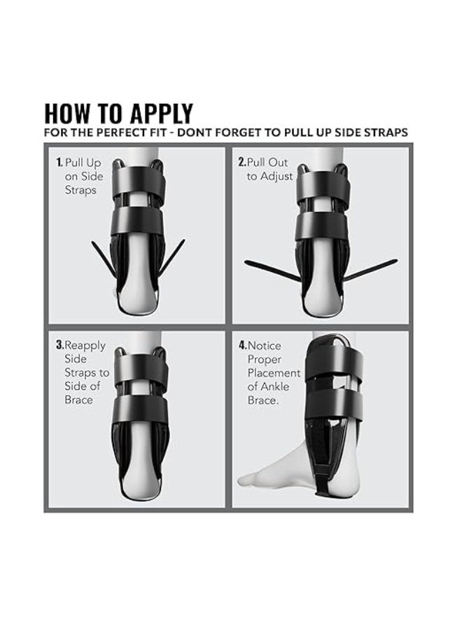 Air-Gel Stirrup Ankle Stabilizer – Adjustable & Trimmable Side Brace – Removable Cold Therapy Air Cushion & Gel Pad – Foot Support for Swelling & Injury Recovery (Black) - Image 3