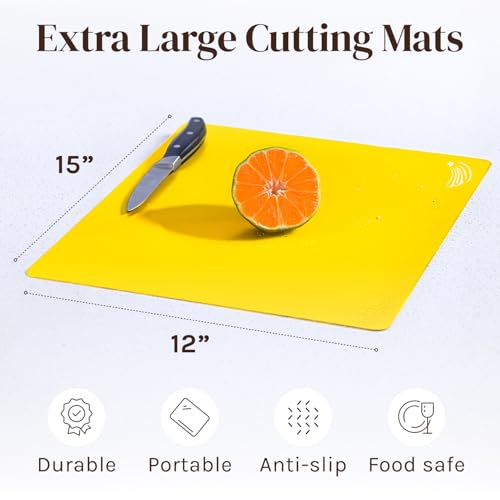 Cooler Kitchen 4 Piece Flexible Plastic Cutting Boards for Kitchen, BPA Free Plastic Cutting Mats For Kitchen - Extra Thick Chopping Mats - Each Board Mat Color Coded with Food Icons - Non Slip Back Dishwasher Safe - Image 5