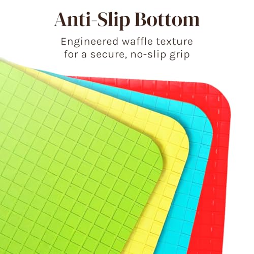 Cooler Kitchen 4 Piece Flexible Plastic Cutting Boards for Kitchen, BPA Free Plastic Cutting Mats For Kitchen - Extra Thick Chopping Mats - Each Board Mat Color Coded with Food Icons - Non Slip Back Dishwasher Safe - Image 2