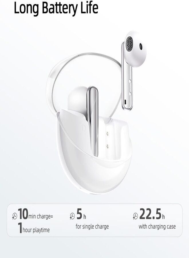 QCY QT32 AilyBuds Clear Wireless Earbuds, 5.3 Bluetooth Connection, 13mm Drivers, Low Latency Mode, In-Ear Lightweight Design, 10-Minutes Quick Charge and 22.5 Hours Long Battery Life - white - Image 4