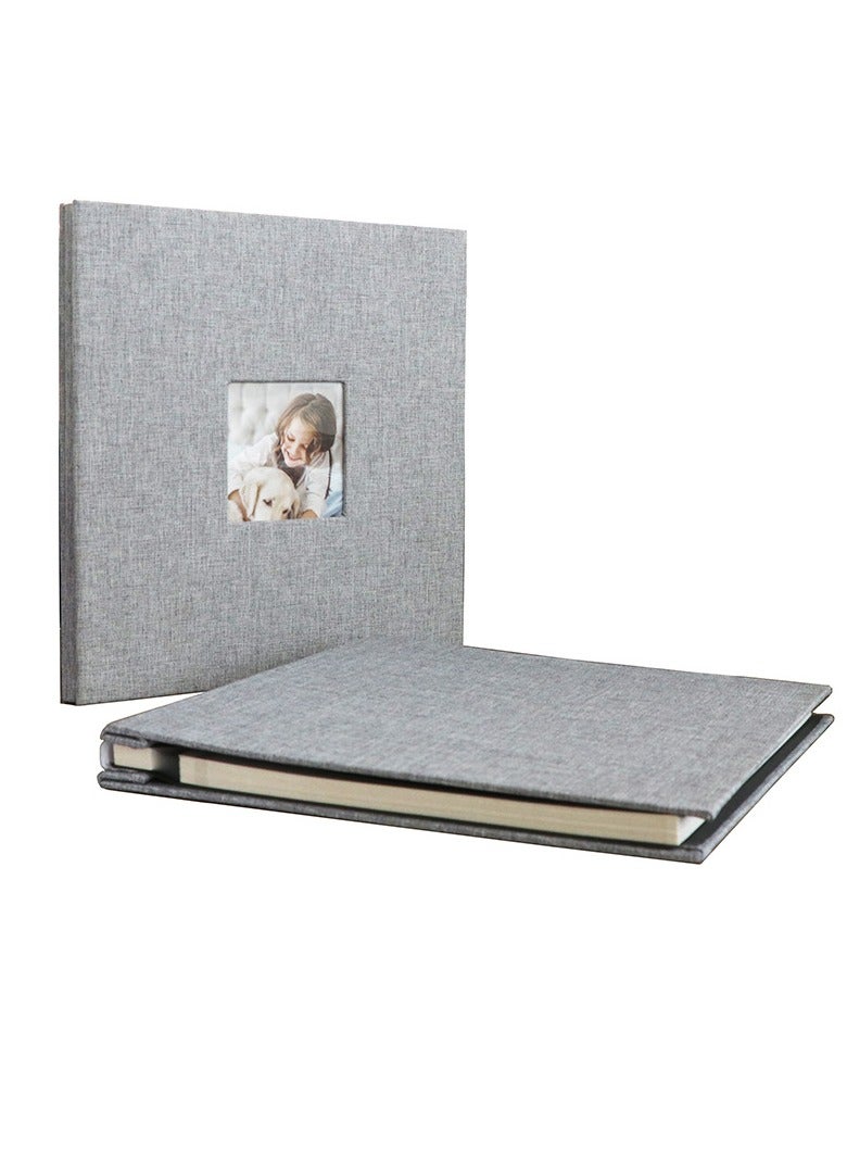 Oriental Greet Large Photo Album Scrapbook with Window, 16 inch 28cm x 27cm - Vintage Blank Pages (Grey)  - Image 1