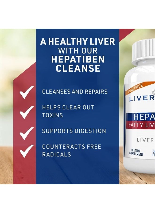 Liver Medic - Hepatiben Liver Detox Cleanse, Non-GMO Capsules for Liver Detox and Regeneration with Gut Repair, Liver Supplement with Milk Thistle, Turmeric, and L-Glutathione, 60 Vegetarian Capsules - Image 1
