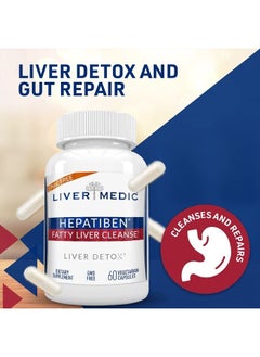 Liver Medic Hepatiben Liver Detox Cleanse, Non-GMO Capsules for Liver Detox and Regeneration with Gut Repair, Liver Supplement with Milk Thistle, Turmeric, and L-Glutathione, 60 Vegetarian Capsules  - Image 2