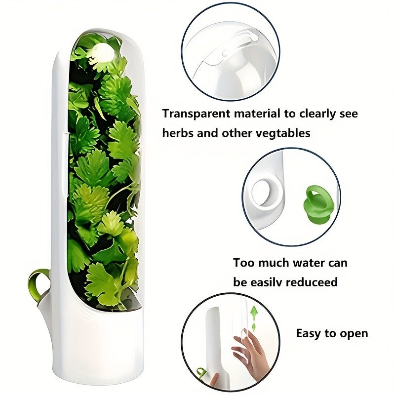 1/2pcs Vegetables Preservation Pod Herb Preservation Vegetables Fresh Coriander Container Suitable for Refrigerator, Keep Bottle Herb Preservation, for Mint Refrigerator Storage, Keep Green And Fresh for 2-3 Weeks Refrigerator Kitchen Supplies - Image 3