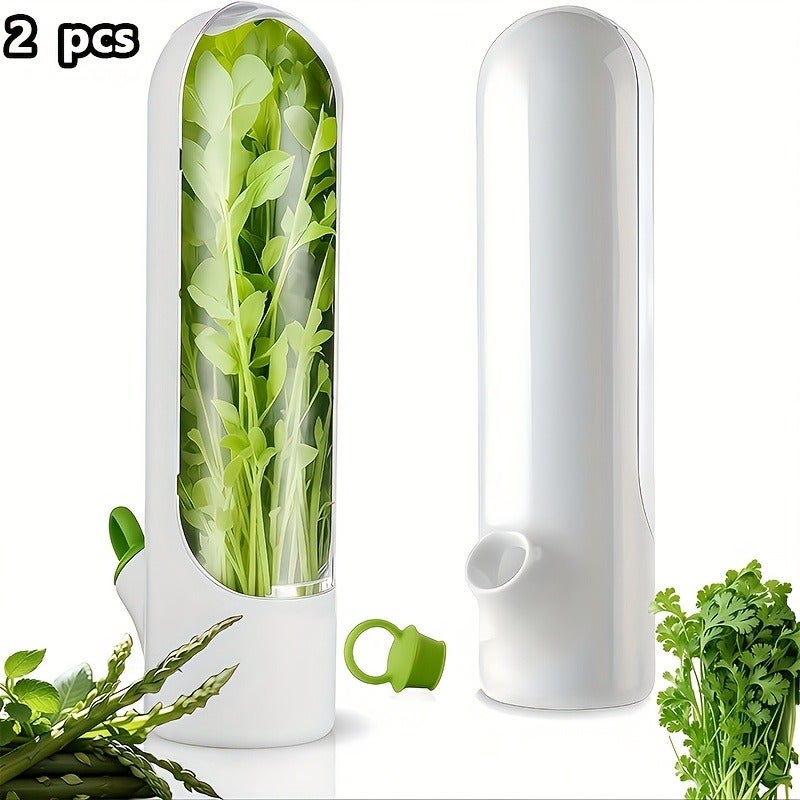 1/2pcs Vegetables Preservation Pod Herb Preservation Vegetables Fresh Coriander Container Suitable for Refrigerator, Keep Bottle Herb Preservation, for Mint Refrigerator Storage, Keep Green And Fresh for 2-3 Weeks Refrigerator Kitchen Supplies - Image 1