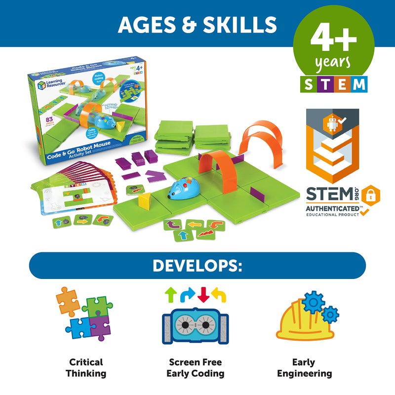 Learning Resources Code Go Robot Mouse Activity Set ScreenFree Coding Robot Toy Early Programming for Kids Ages 4 STEM Robotics Kit - Image 5