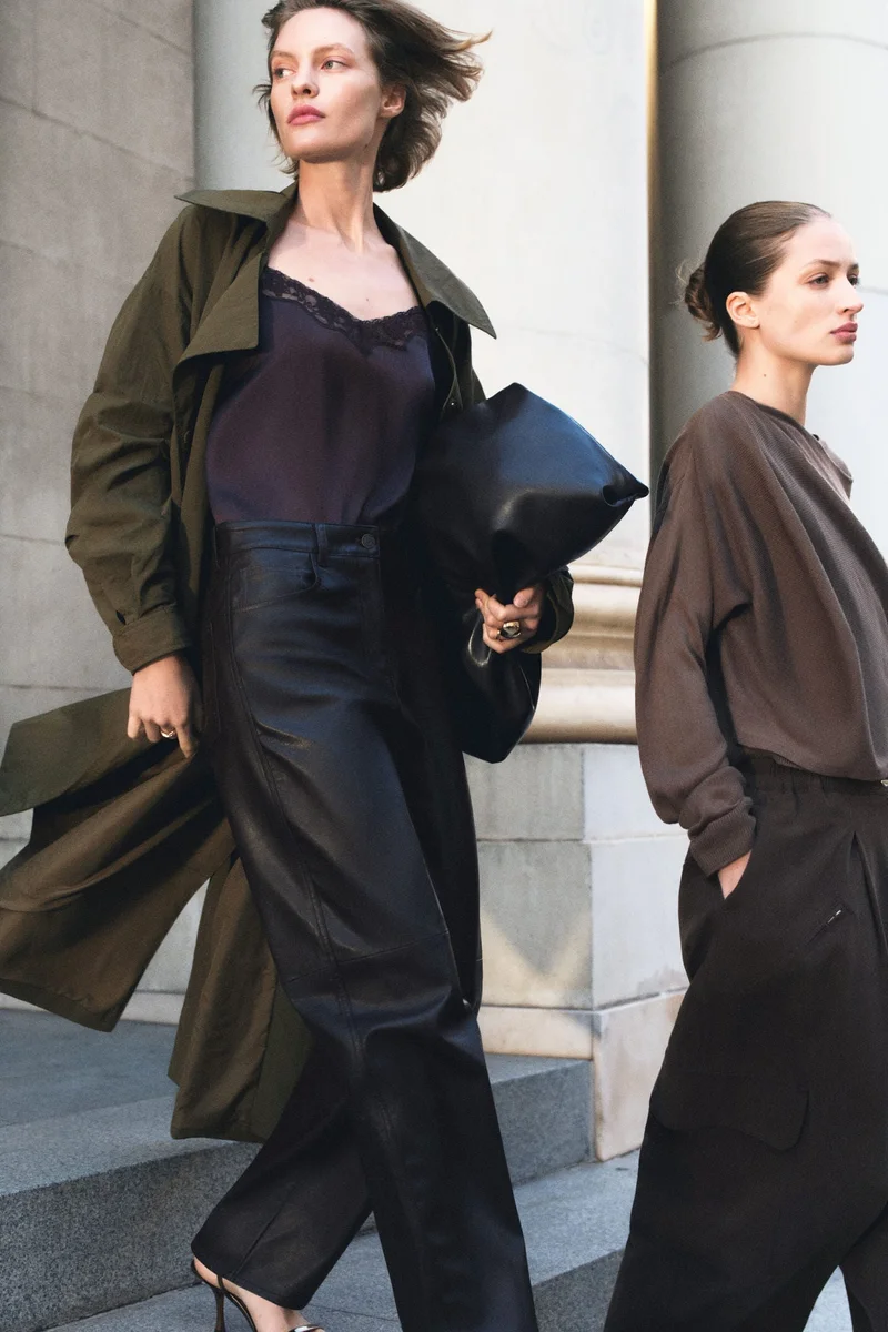 H&M Barrel-leg coated trousers