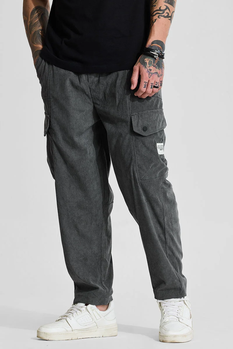 SNITCH بنطلون كارجو قطيفة بقصة مريحة رمادي