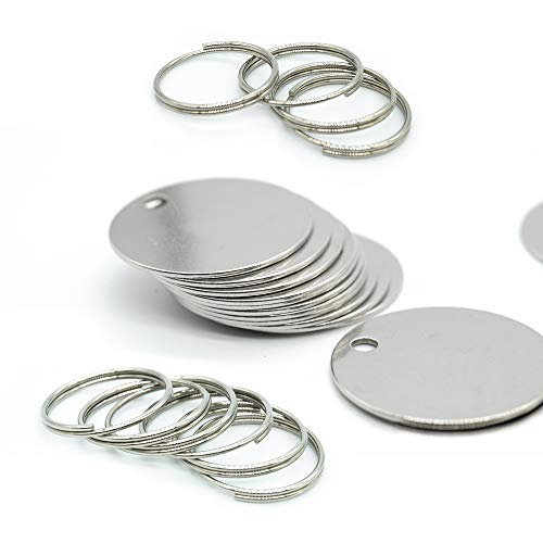 StayMax 1.18 inch Round Stamping Blanks with Hole Stainless Steel Blank Tags 25 Pack - Image 1