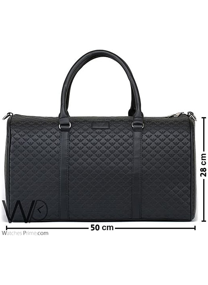 EMPORIO ARMANI Emporio Armani Black Leather Duffle Gym Bag  - Image 3