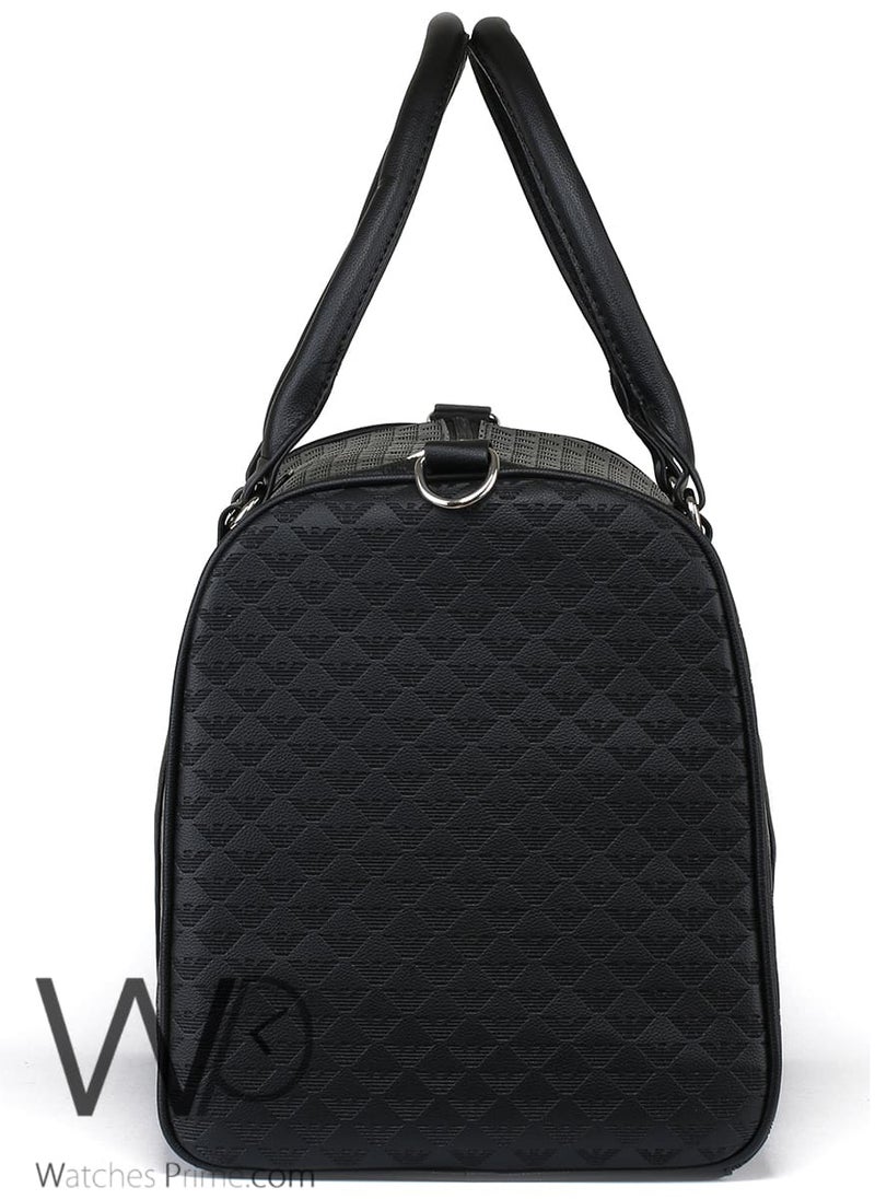 EMPORIO ARMANI Emporio Armani Black Leather Duffle Gym Bag  - Image 4