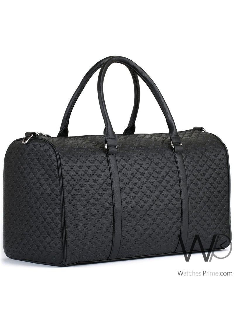 EMPORIO ARMANI Emporio Armani Black Leather Duffle Gym Bag  - Image 5