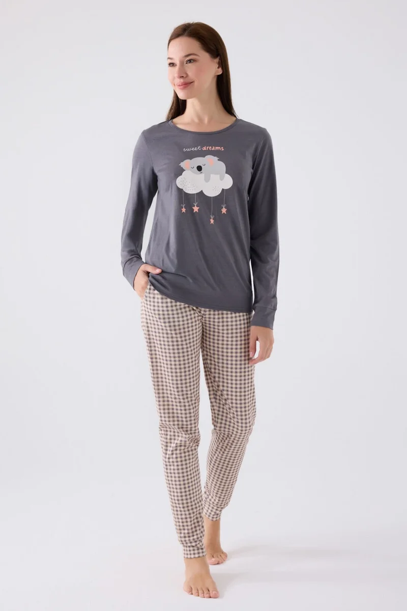 Arnetta Women's Long Sleeve Pajama Set AR3093 Dark Gray