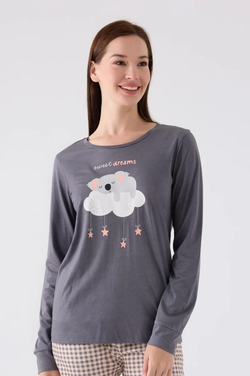 Arnetta Women's Long Sleeve Pajama Set AR3093 Dark Gray