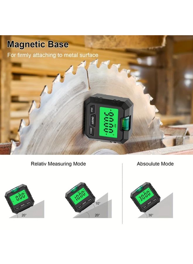 Digital Protractor Angle Finder 0 01 Precision Magnetic Base LCD Black - Image 3