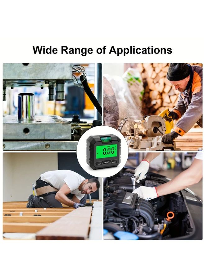 Digital Protractor Angle Finder 0 01 Precision Magnetic Base LCD Black - Image 4