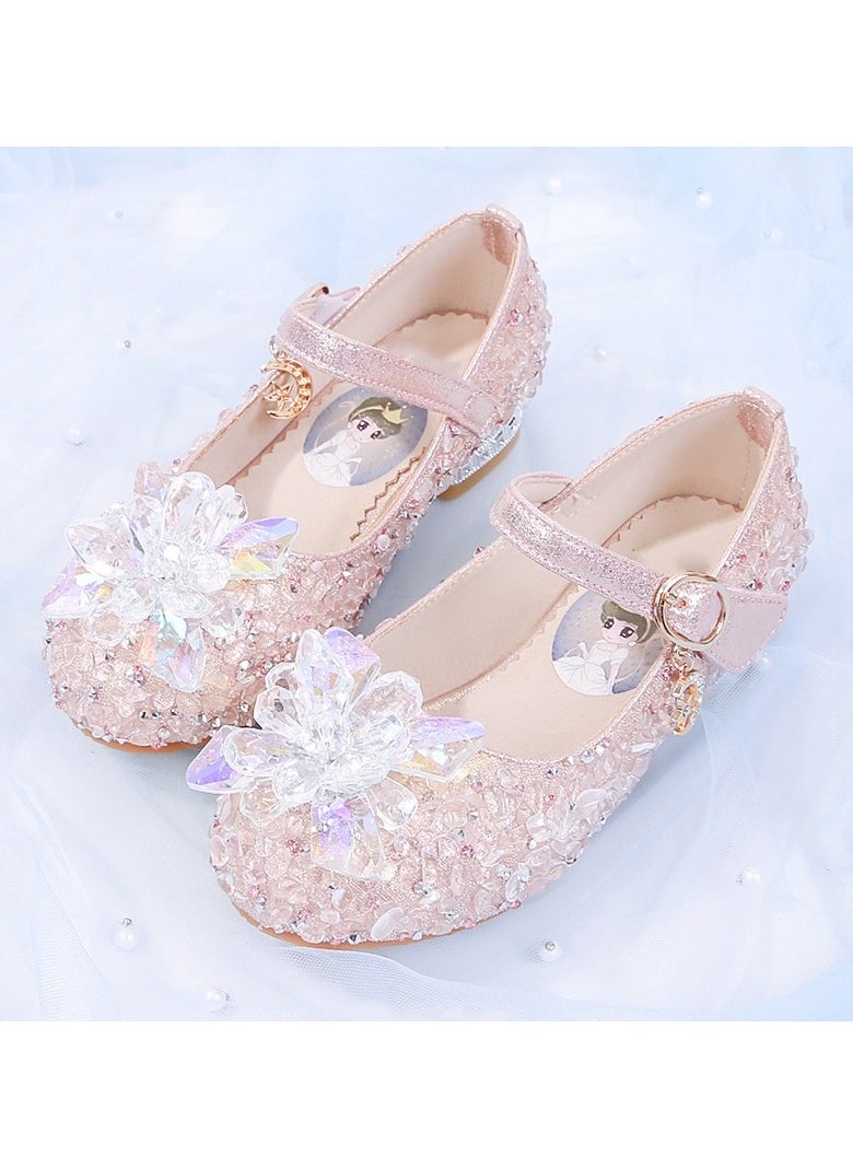 KUYING Children's Sandals Girls Rhinestone Bow Princess Shoes Sequined Children's Soft Sole Shoes 