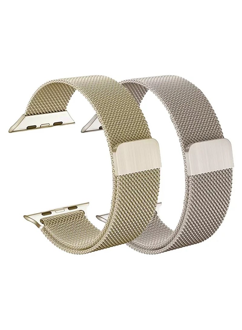 Magnetic Stainless Steel Strap Compatible with Apple Watch 41mm/40mm/38mm – Adjustable Waterproof Replacement Band – 2-Pack - Image 1