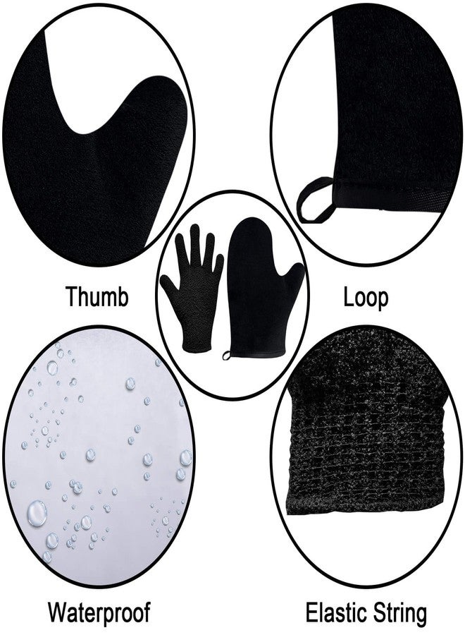 ZOQINI Self Tanning Mitt Kit, Velvety Soft Tanner Mitt, Back Tanning Applicator, Exfoliating Glove, Angled Face Tanner Brush for Sunless Tanning Oil Lotion Mousse Gel (Black 4 Pack, Boxed) - Image 4